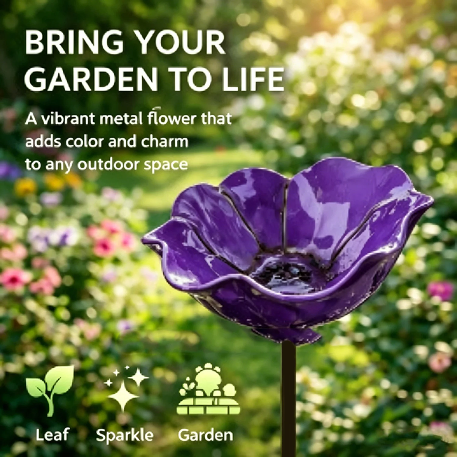 Flower Shaped Bee Watering Station Metal Flower Garden Stake Bird Bath Butterfly Water Feeder Garden Bee Bath Bowls for Outside