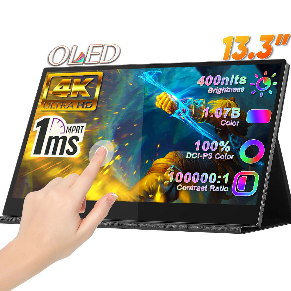 SIBOLAN 13,3-дюймовый OLED 4K Портативный USB-монитор OEM ODM Ноутбук Удлините компьютер Двойные мониторы IPS Сенсорный экран Портативный OLED 4K