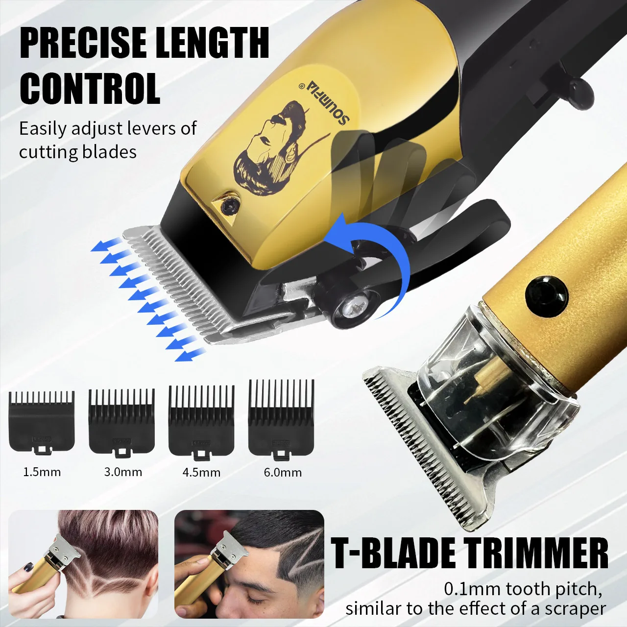 Solimpia Electric Hair Trimmer Set with Digital Display Portable Engraved Oil Head Whitening Mother-Child Grooming Razor 3pc Kit
