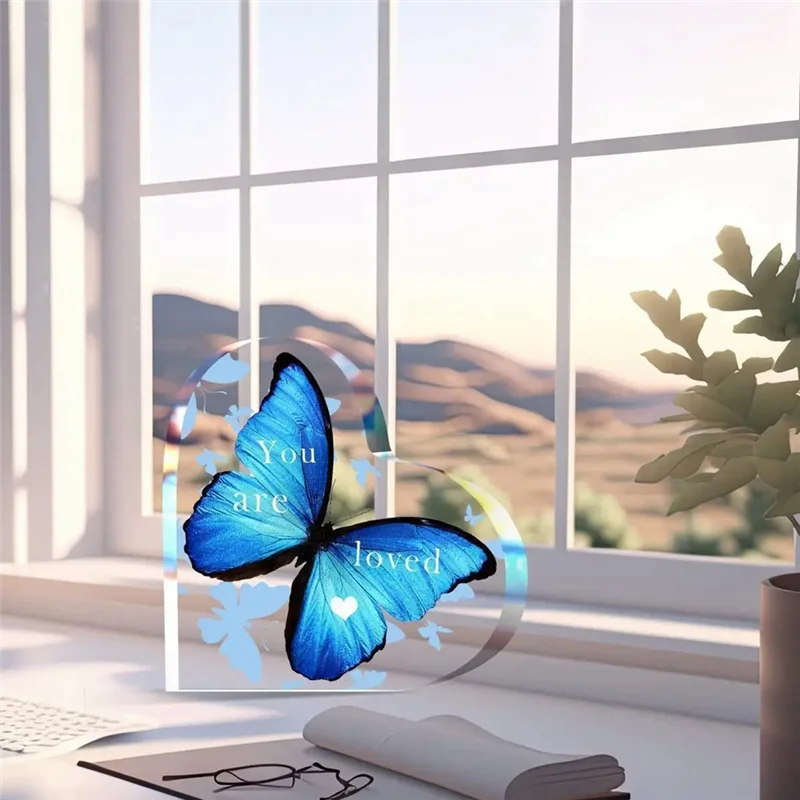 【Flash-Deal!】3PCS Acrylic Butterfly Heart Shaped Women's Gift Desktop Decoration Carving Souvenir Table Decoration Thankful Gift