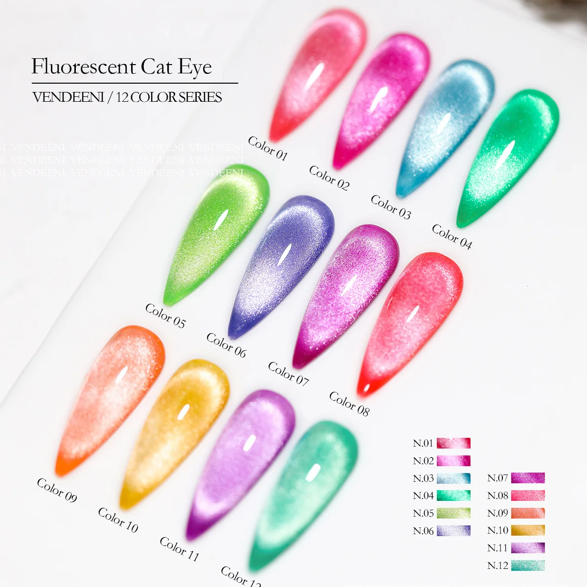 Vendeeni New Trend 12colors Glass Beads Cat Eye Gel Polish Moonlight Magnetic Cat Eye Nail Art Gel Support
