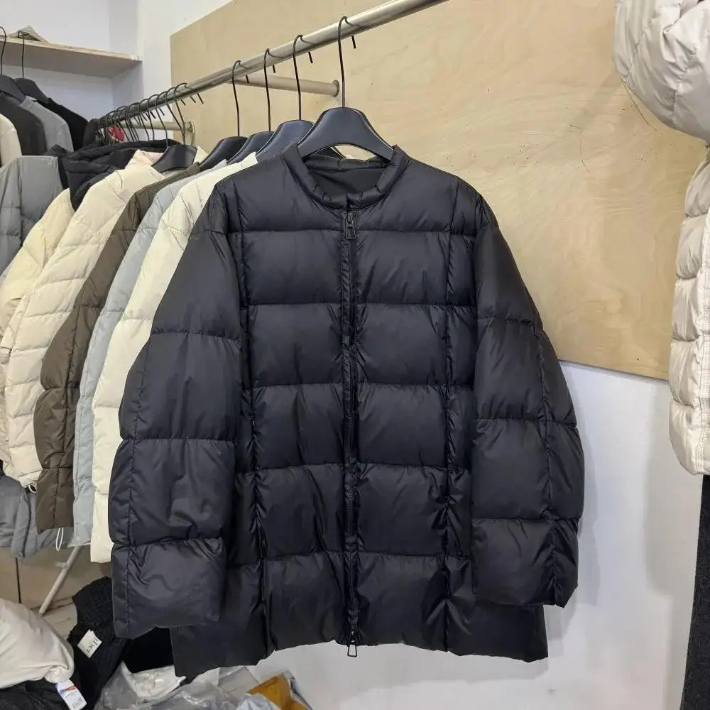 

Новый дизайн, клетчатая хлопковая куртка с воротником-стойкой для женщин, зимняя мода 2025 года, свободное теплое утолщенное пальто средней длины