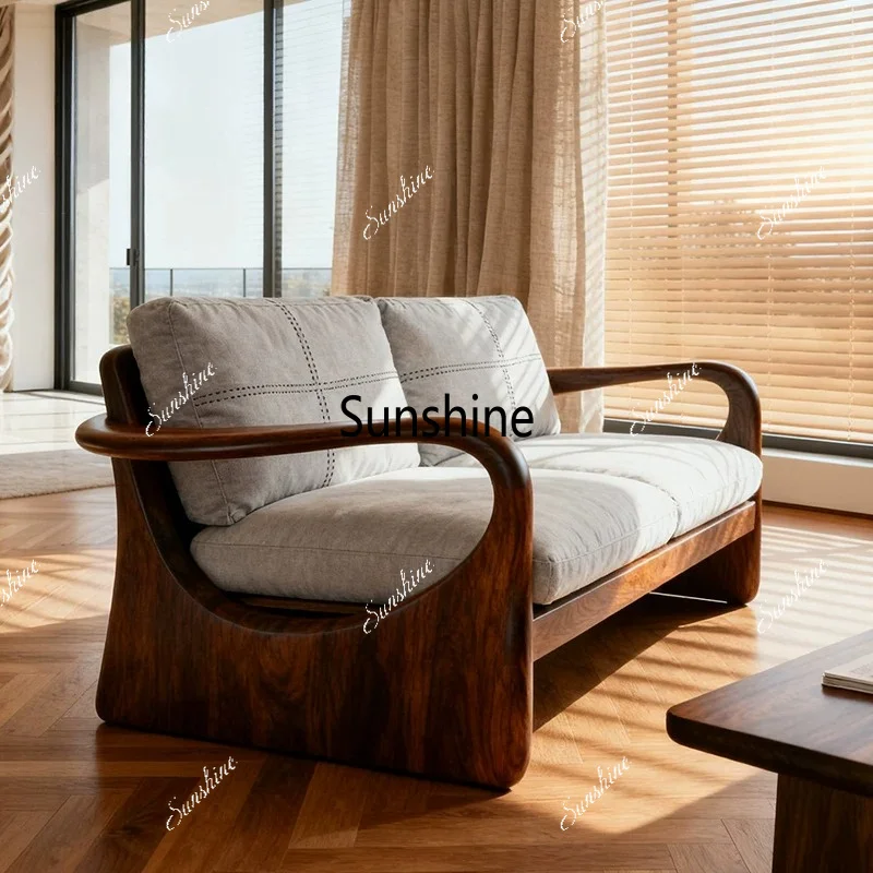 New Chinese Style Solid Wood Sofa Simple and Elegant, Living Room Home Vertical Sofa