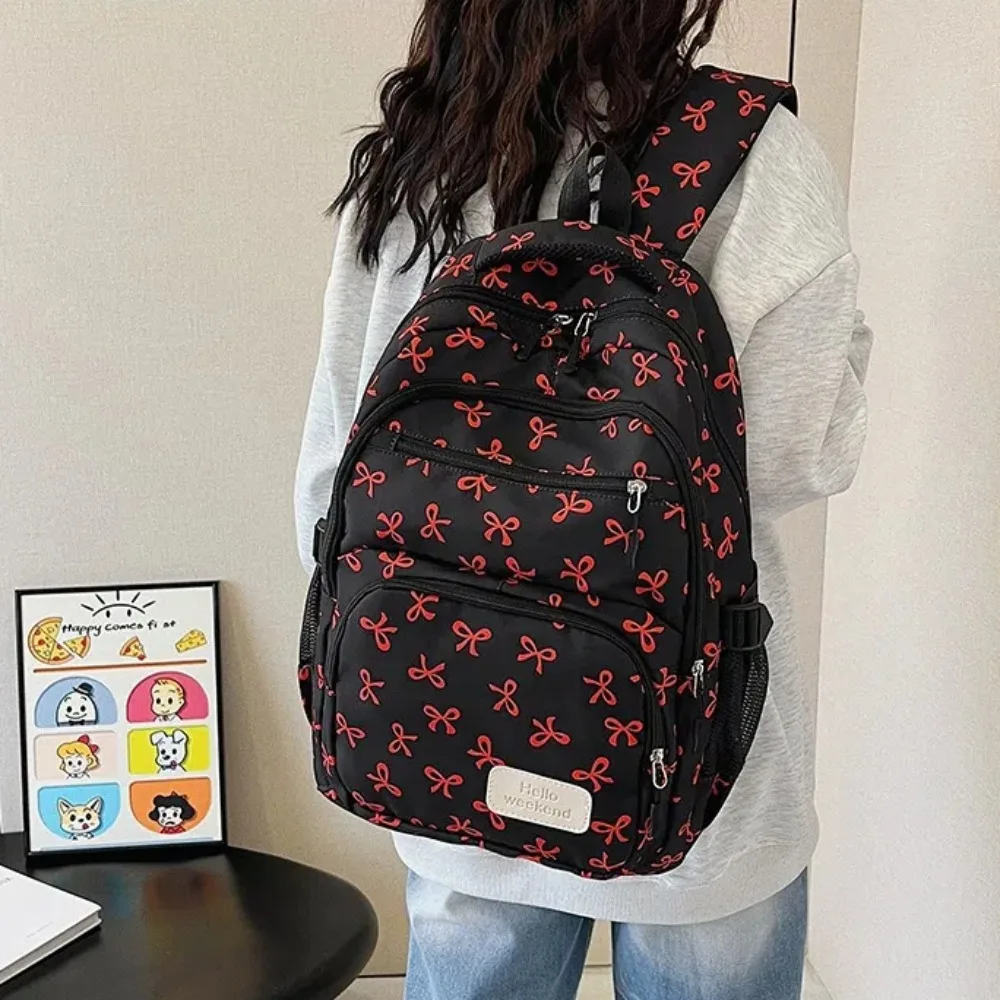 3 Pcs/Set Schoolbag High School Student Girl Bag Set Gentle Day Cute Floral Backpack Lazy Wind Floral Bow Backpack