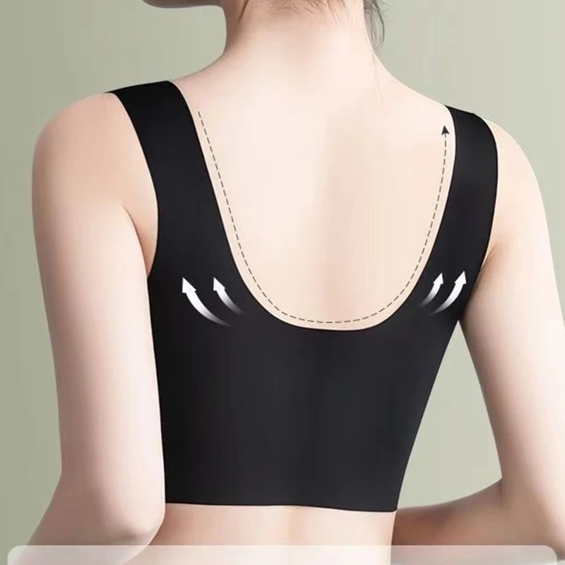 Underwear Seamless Bra Women Is Sexy Large Size Tops Support  Comfortable No Steel Ring Underwear Yoga Ice Silk Bra