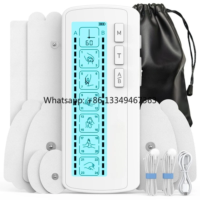 TENS Unit Muscle Stimulator for Pain Relief Dual Channel TENS & PMS  with 24 Modes for Back Relief