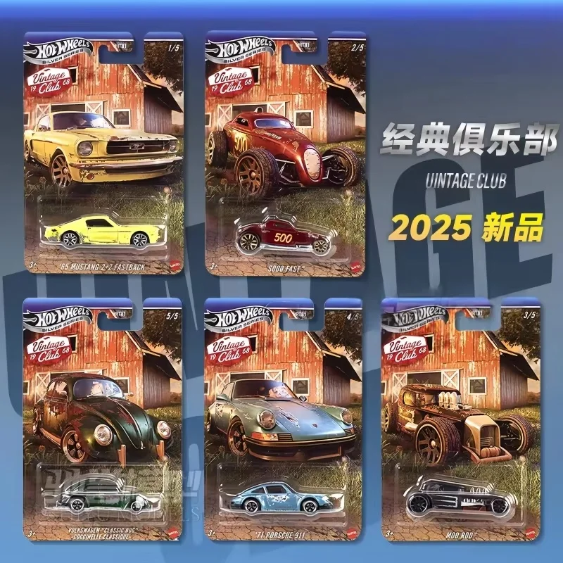 새로운 정품 핫휠 Hrt81 실버 라벨 빈티지 클럽 시리즈 머스탱 포르쉐 911 폭스바겐 비틀 합금 장난감 자동차 서프라이즈 선물