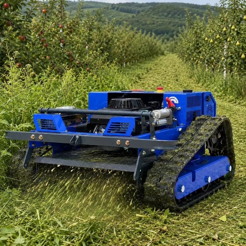 Industrial Grade Crawler Lawn Mower Remote Control Self-Propelled Petrol Engine for Thick Vegetation Slopes Fields Cutting