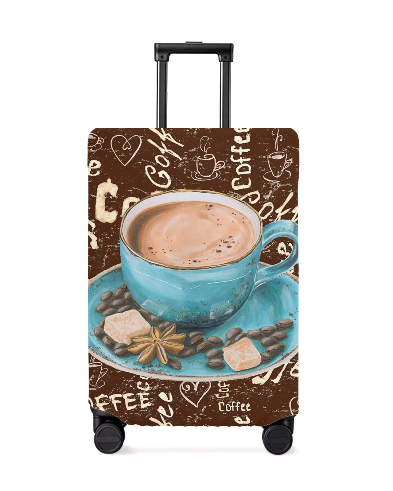 

Retro Style Coffee Sugar Luggage Cover Stretch Suitcase Protector Baggage Dust Case Cover for 18-32 Inch Travel Suitcase Case