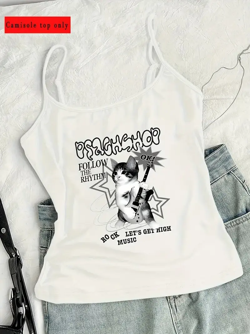 Grunge Gothic Women Spaghetti Strap Tank Top Skull Reaper Graphic Print Y2K Aesthetic Slim Summer Cami Vest