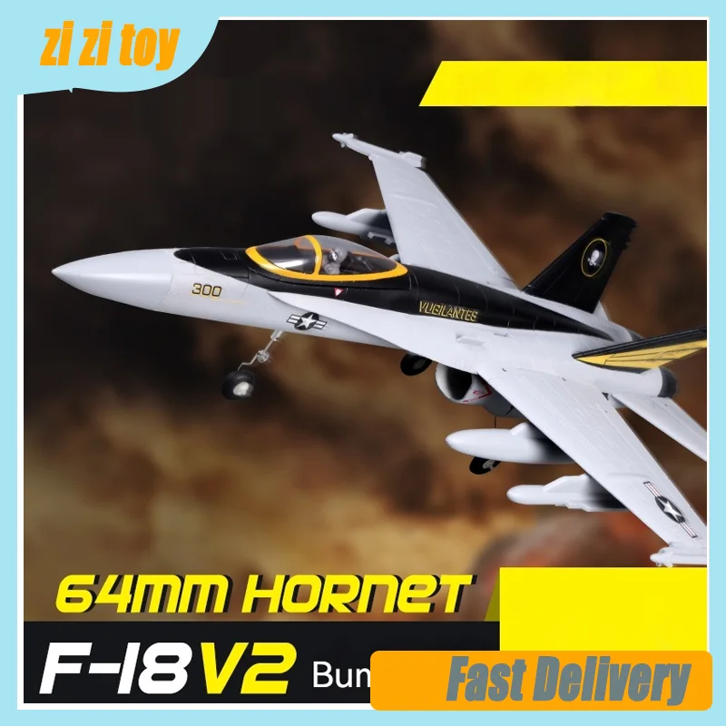 64mm F-18 Hornet V2 Remote Control Model Airplane Fixed Wing Children'S Toy Holiday Gift Pnp