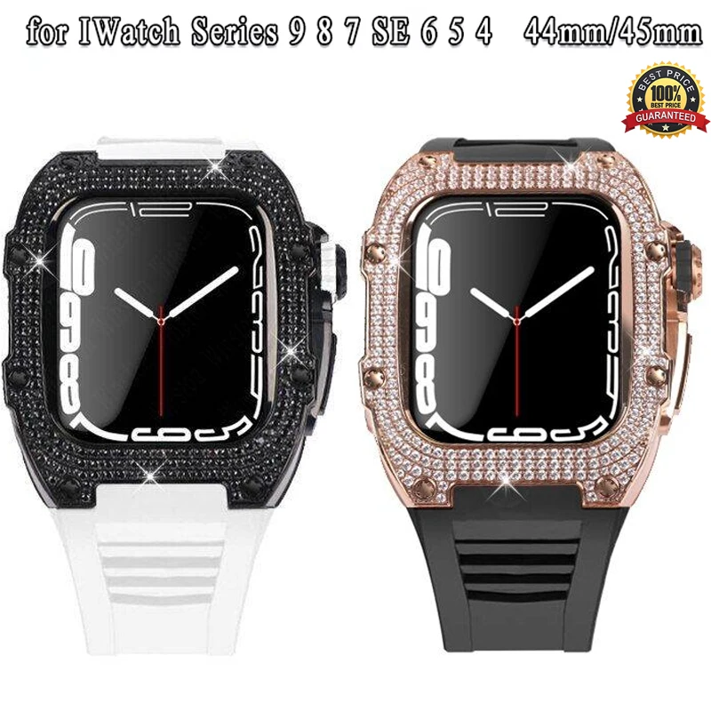 For Apple Watch 316L Stainless Steel Luxury Modification Mod Kit Protective Retrofit Housing 44 45MM IWatch SE 5 6 7 8 9 Series