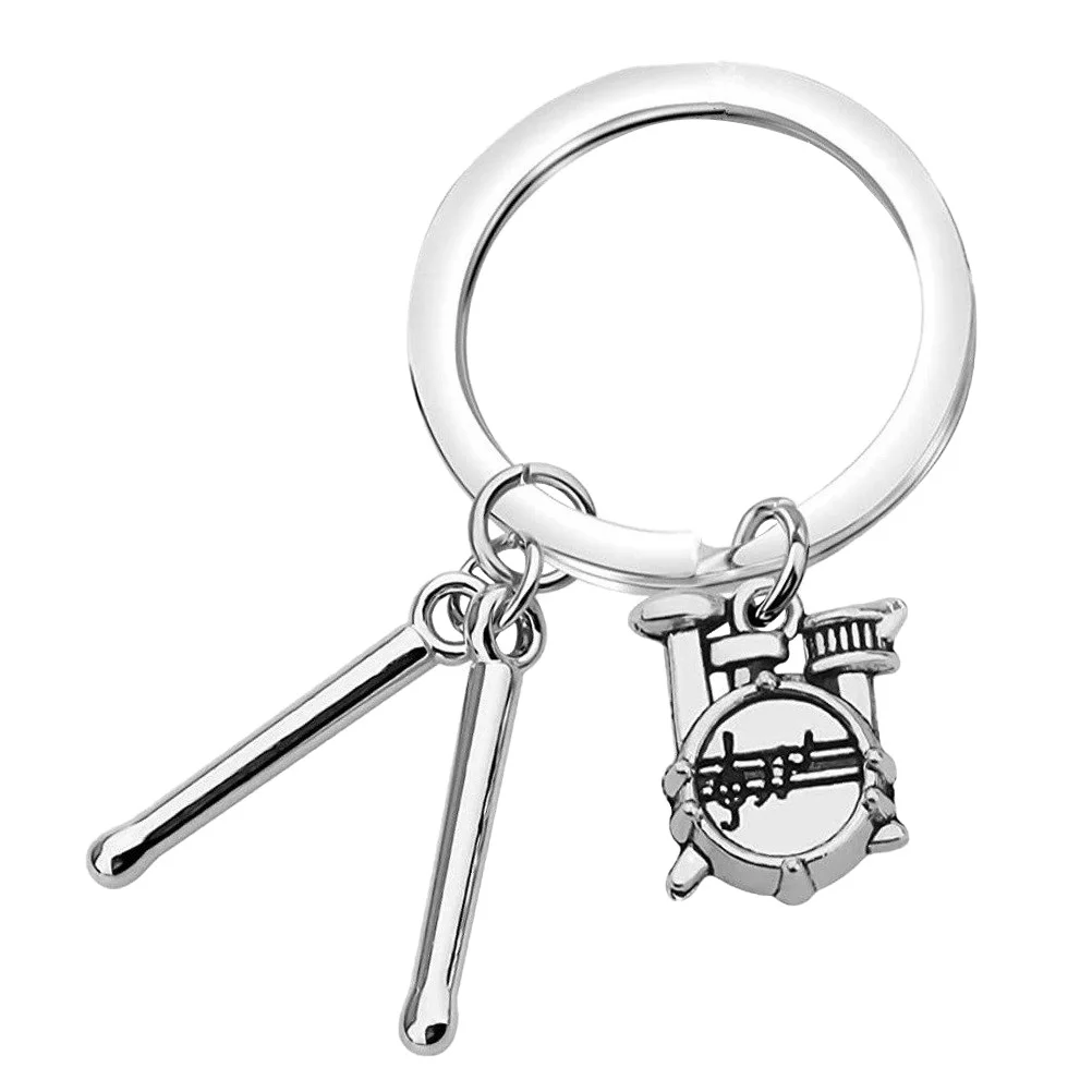 

Rock Drum Keychain Ring Organizer Drumstick Metal Music Lover Musical Instrument Man Drummer Jewelry