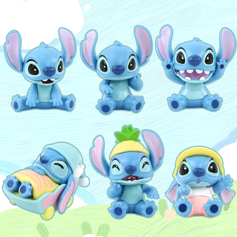 ديزني غرزة الشكل صندوق أعمى Kawaii ستيتش أنيمي الكرتون سيارة كعكة غرفة الديكور نموذج دمية عمل الشكل هدايا أعياد ميلاد للأطفال