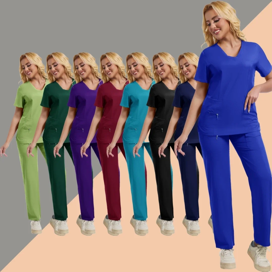 

Hot Sale Nursing Articles Women Scrubs Set Nurse Accessories Medical Uniform Soft Comfort Clinical Workwear Operating Work Suits