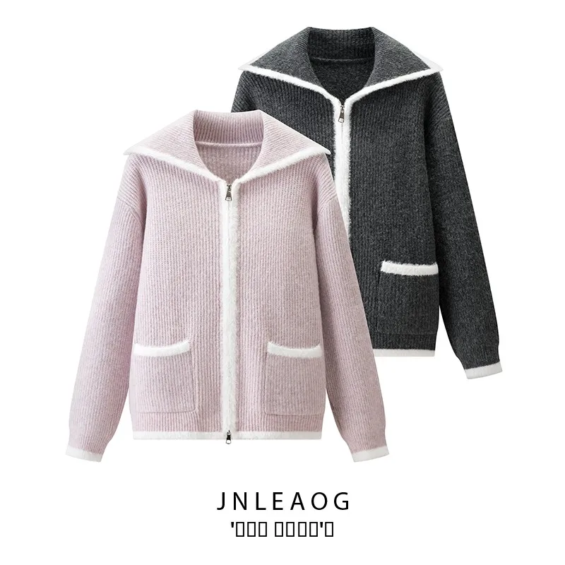 

Faionable Ленивый вязаный открытый кардиган Color Blo Street Sle Женский длинный круглый пуловер из полиэфирного волокна