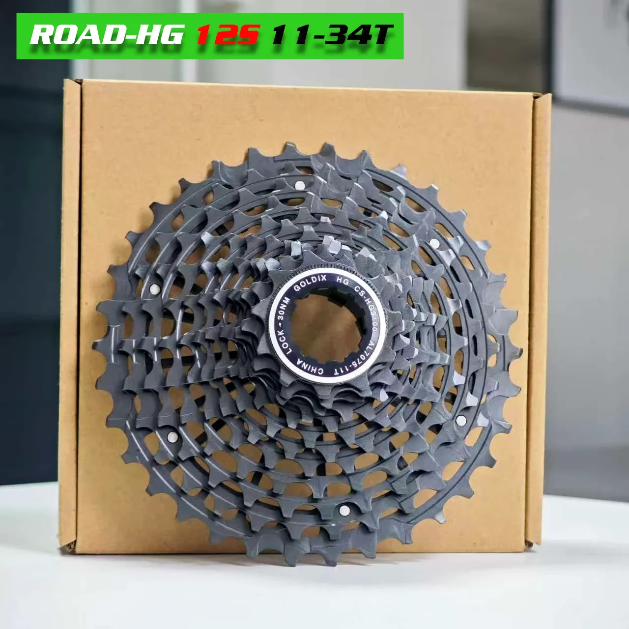 GOLDIX Ultraleichte CNC Schwarz Rennrad Kassette k7 11/12 Geschwindigkeit 32T 34T 36T 11V 12V HG Freilauf Hohl Fahrrad Kette Rad