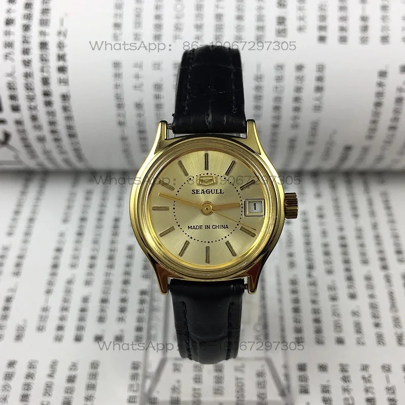 

Perfect Time Watch Seagull Brand Yellow Shell Yellow Noodle Nail Single Calendar Manual Mechanical Women's Watch, Diameter 26mm