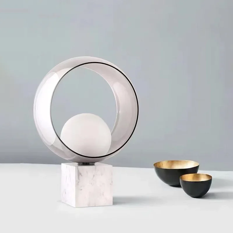 Simple bedside table lamp Nordic light luxury designer model room marble living room bedroom glass