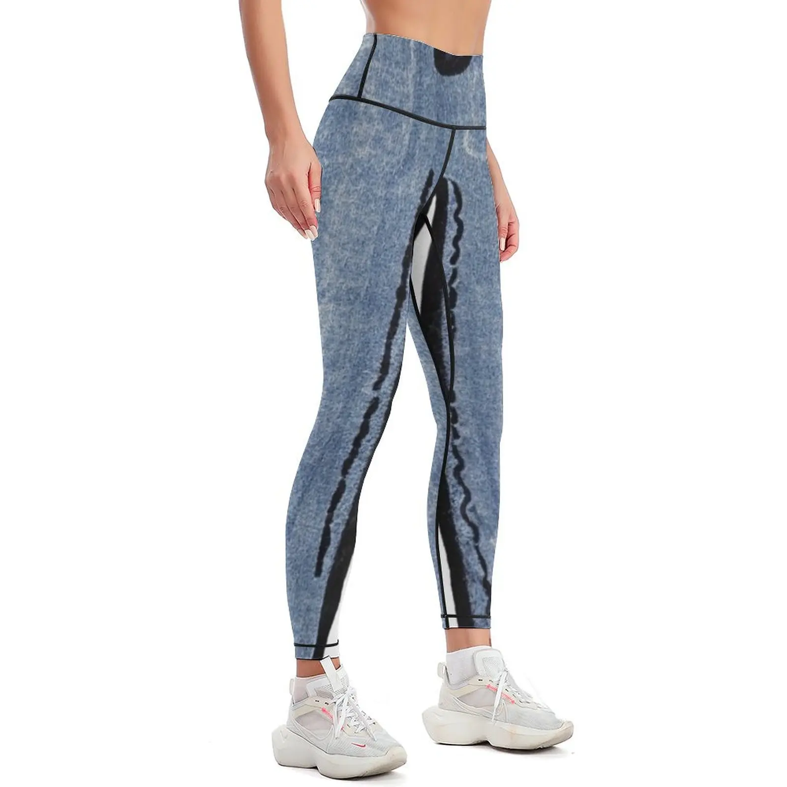 Pair of Cuffed Mom Jeans Leggings Sports female Pants sport Womens Leggings