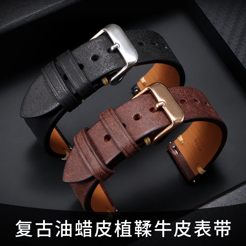 Cinturino per orologio in vera pelle (pelle bovina vintage) compatibile con Omega Speedmaster, Seamaster 300/150/600