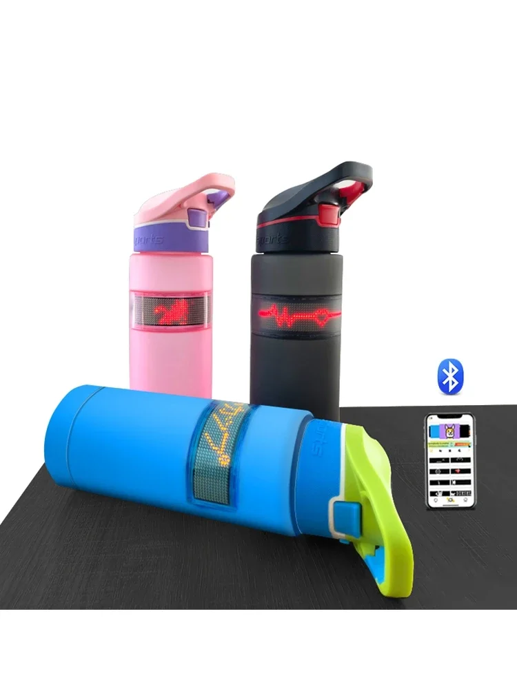 800ML LED-waterfles Bluetooth Programmeerbaar bericht Running LED-displayfles Herbruikbare plastic theekop Sportfles BPA-vrij