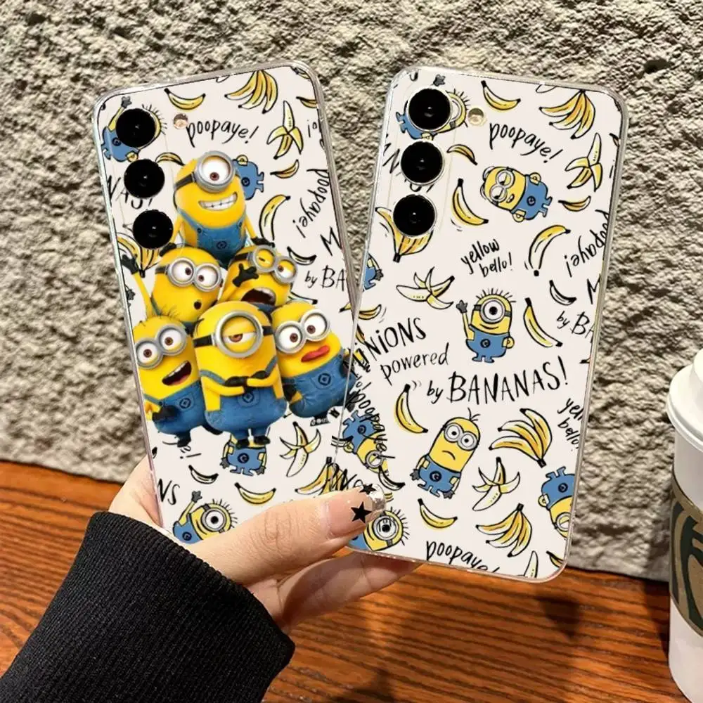 

Cartoon M-M-Minions Phone Case For Samsung S24,30,21,22,23,20 FE,lite,PIus,Ultra,5G,Note,9,10 Transparent Cover
