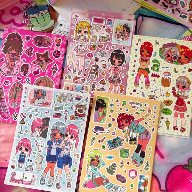 Gamilike New Japanese Retro Cute Shibuya Girl Sticker for Phone Case Camera Journal Sticker Kawaii Decoration Sticker Gift