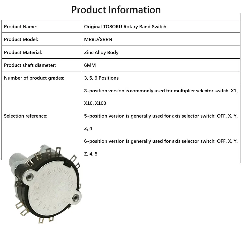 CNC Machine Handwheel MR8D Band Switch Accessory 3 to 8 Gear Axis Selection Magnification Rotation Switch for Precision Control
