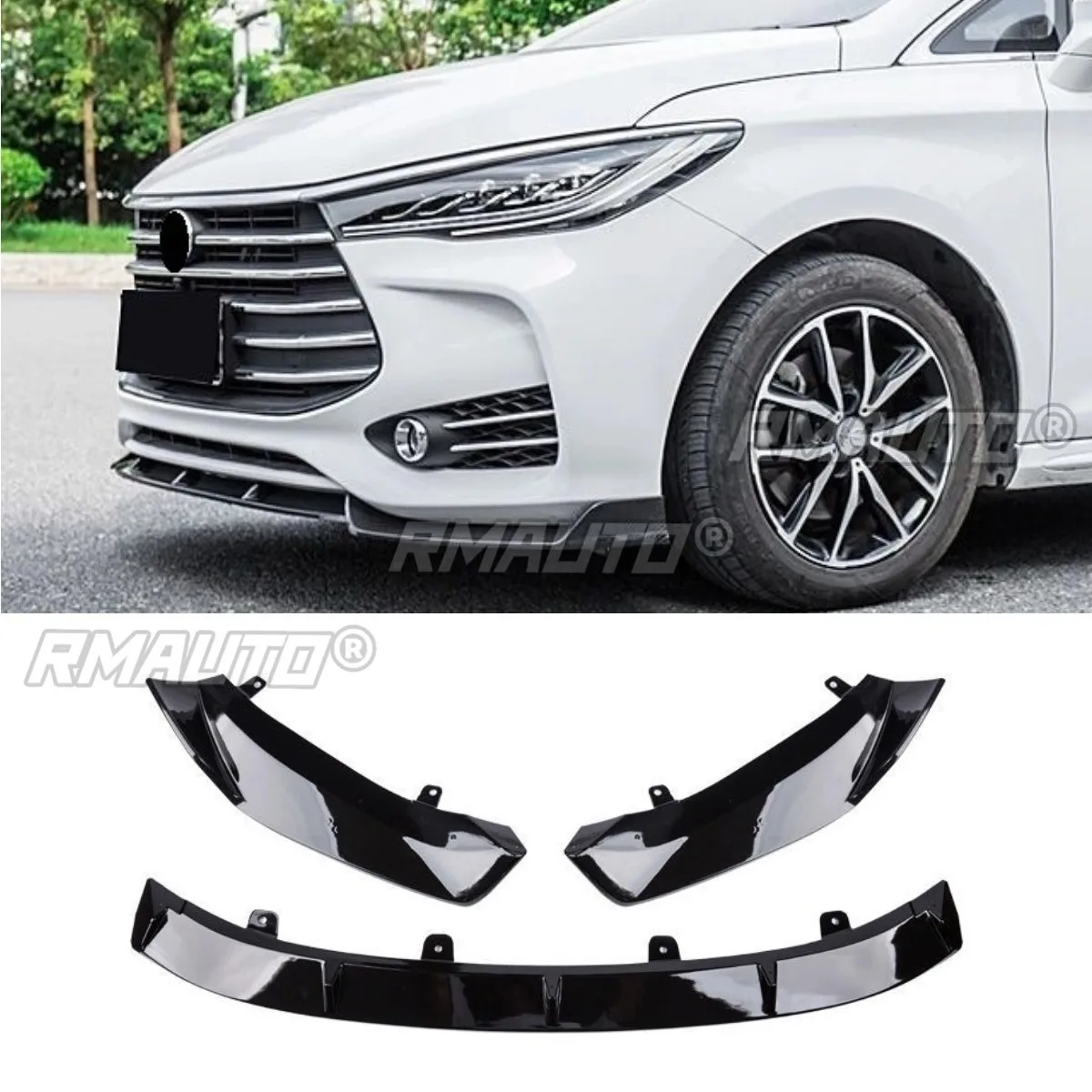Car Front Bumper Lip Diffuser Spoiler Glossy Black Body Kit for BYD Song Max 2017-2019 Protector Bumper Guard Car Accessories