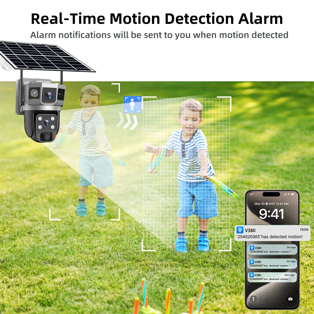 V380 Pro 6K 12MP 2 Objektiv 4G Solar CCTV Kamera Outdoor PTZ Auto Tracking WIFI Drahtlose Sicherheit hause Überwachung