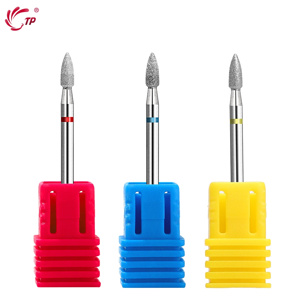 

TP Flame Diamond Nail Drill Bit Milling Cutter Manicure Pedicure Cuticle Clean Burr Rotary Electric Drill Nail Accessories Tool