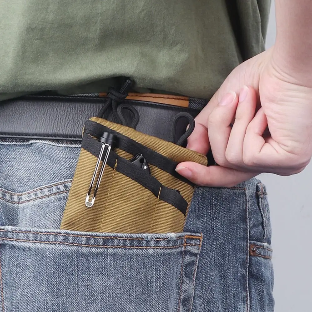 High Quality Oxford Cloth Compact Pocket Black Khaki Grey Green Multifunctional EDC Tool Storage Bag Card Holder Camping Hiking