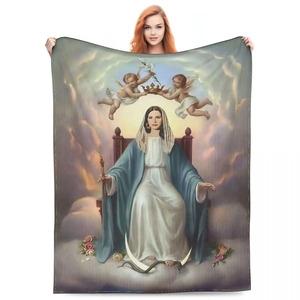 

Our Mother Lana Del Rey Merch Blanket Flannel Sofa Vintage Angel Throw Blanket Relax Lightweight for Bedroom Rug Piece