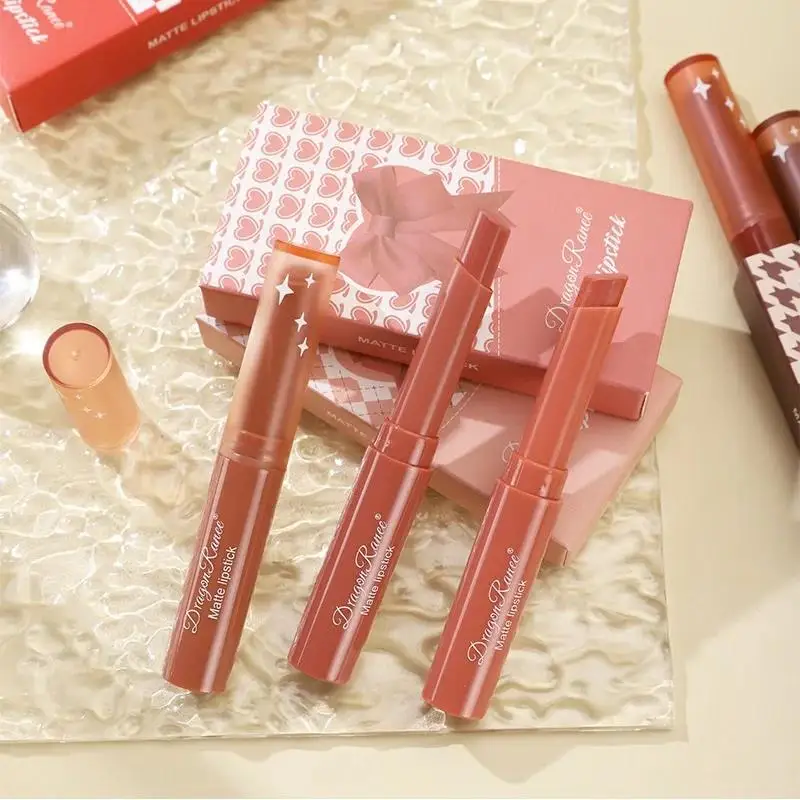 Matte Nude Lipstick Pencil Set Waterproof Long Lasting Non Sticky Crayon Lip Creamy Finish Smudge Proof Color