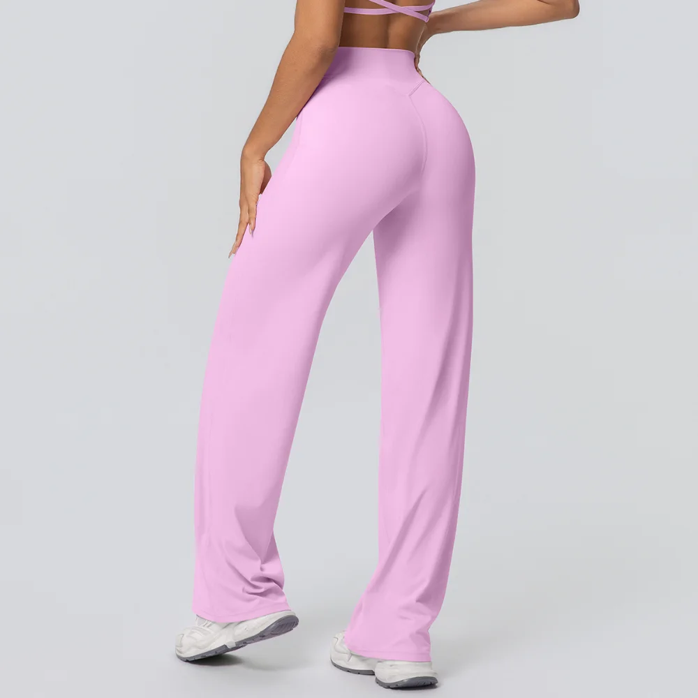 Gym Workout Leggings Wide Leg Bottoms Women Pant Naked Feeling Leggings High Waist Push Up Naked Feel Pilates Running Yoga Pants