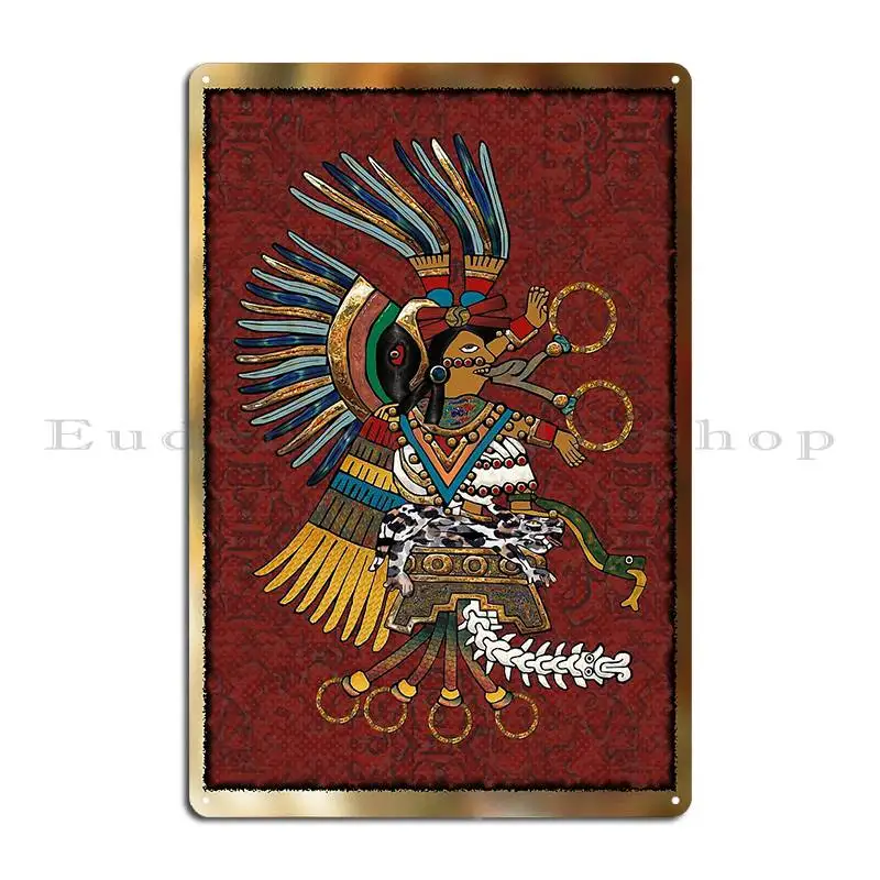 Xolotl Aztec God Nahuatl Quetzalcoatl الريش ازتيك إله الحكمة لوحة فنية زخرفة المعادن جدار جدارية سينما تين تسجيل ملصق #5