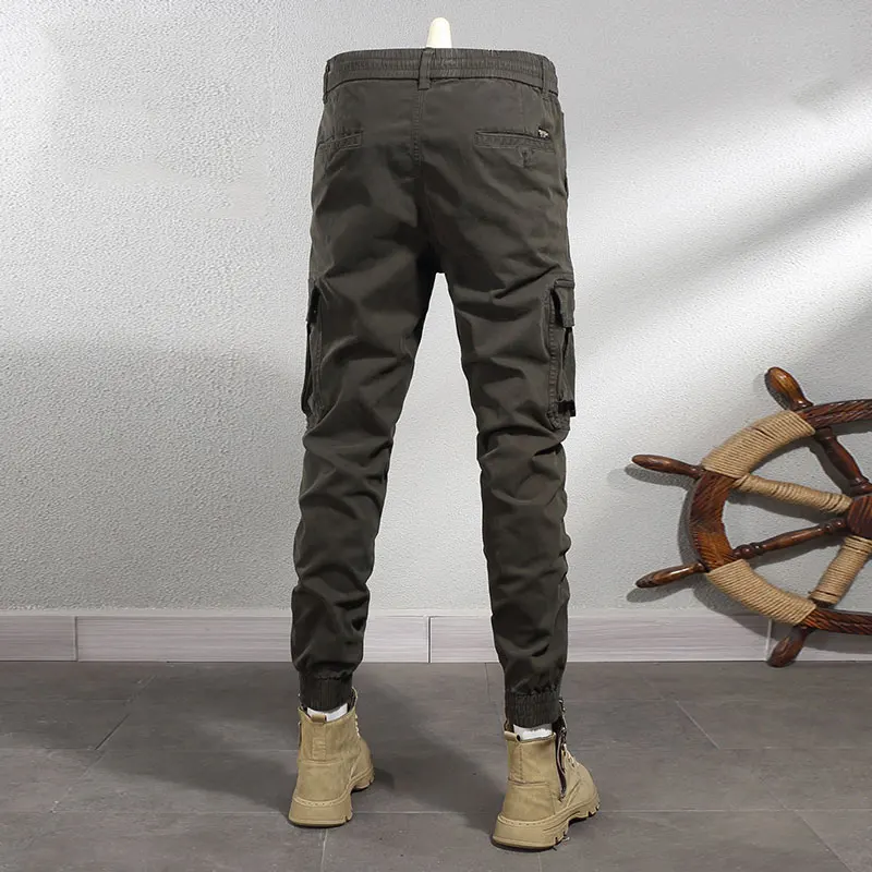 Pantalones vaqueros holgados de pierna ancha para Hombre, Pantalón Cargo informal, color verde militar y caqui, estilo Hip Hop, moda urbana