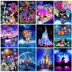 Obraz diamentowy Disney kreskówka Minnie Mouse Moon zamek 5D mozaika haft wystrój domu w pełni z okrągłych na prezent 30x40cm