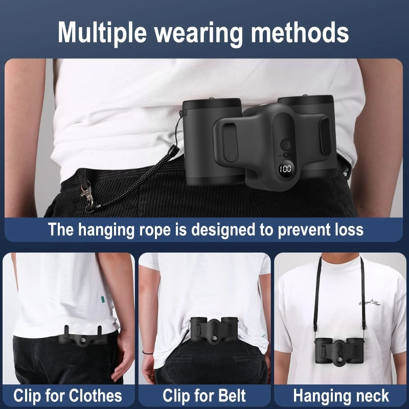 Mini Waist Fan Hands-free Wearable Cooler 10000mAh Battery 3 Speed Adjust Type-C Charging for Outdoor Sports Cleaners