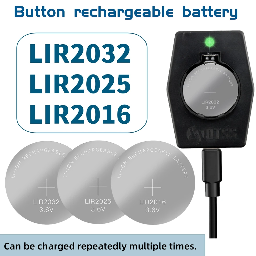 

2-10PCS LIR2032 LIR2025 LIR2016 Rechargeable Battery CR2032 CR2025 CR2016 Lithium charging Can Replace CR2032 for watches