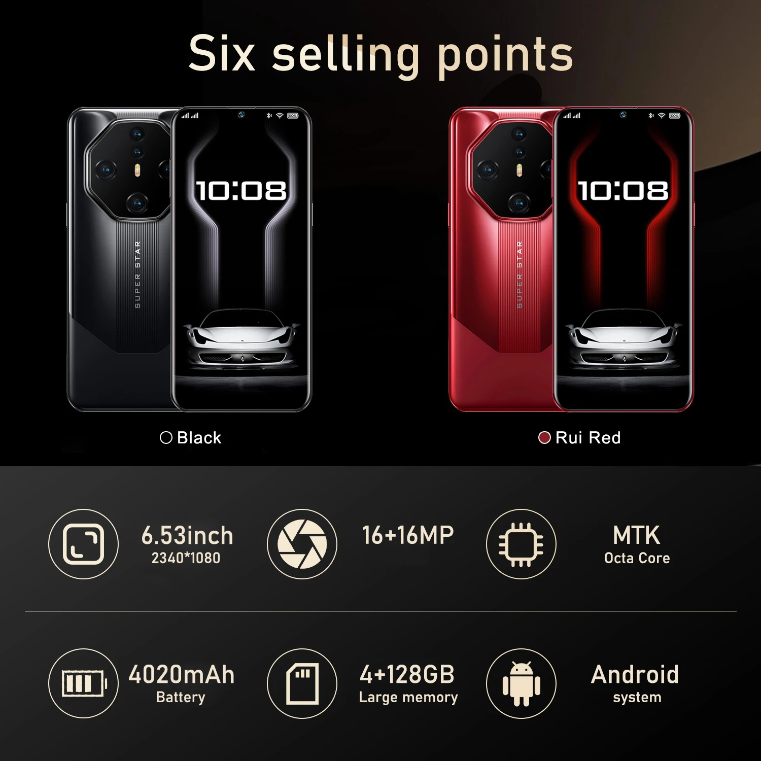 สมาร์ทโฟน Global Unlocked S24 Pro หน้าจอ 6.56 นิ้ว, 4GB+128GB, กล้อง 16MP+16MP, แบตเตอรี่ 4100mAh, ฟังก์ชันชาร์จเร็ว, เครือข่าย 4G