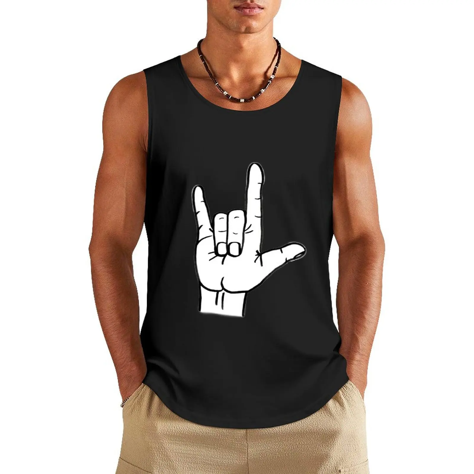 I Love You Sign Tank Top man sexy?costume male top vests for men summer clothes men 2024