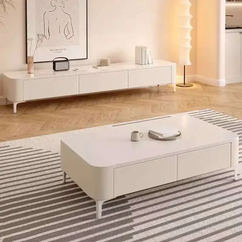 

Simple White Coffee Table Design Living Room Storage Floor Modern Side Table Nordic Wood Mesa Centro Salon Salon Furniture
