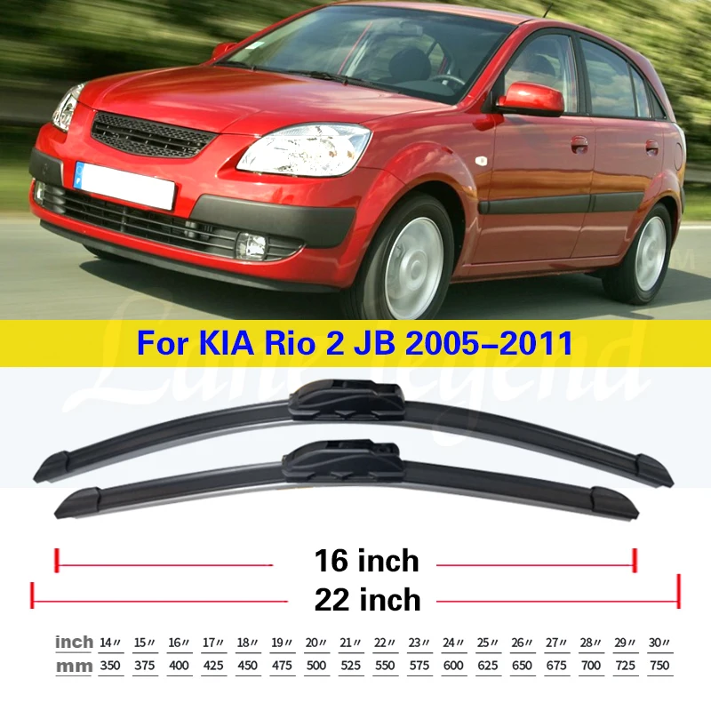 Car Front Wiper Blade For KIA RIO 2 JB 2005-2011 Windscreen Windshield Wipers Windows Accessories 2006 2007 2008 2009 22\