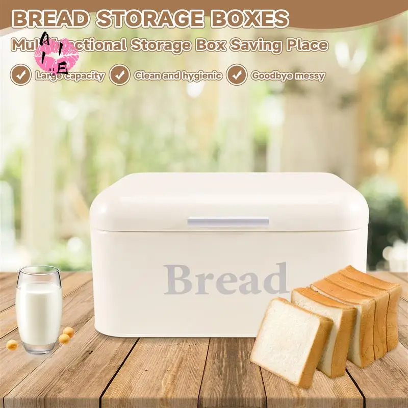 

A11E-Vintage Bread Box Cupboard Iron Snack Box Desktop Finishing Dust-Proof Storage Box Storage Bin Keeper Food Kitchen Shelf Dé