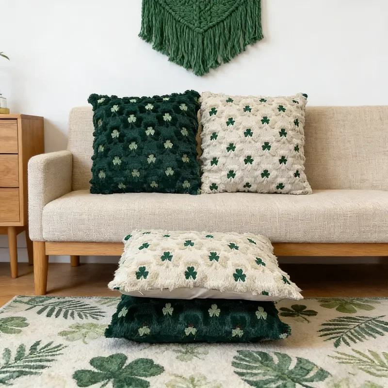 Cross-border Patrick's Day embroidery pillow cover without core American living room sofa pillow pillow solid color cushion