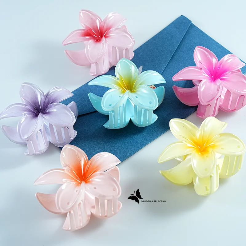 Gradiente Grande Acrรญlico Flor Hairpin, Cabelo Doce das Mulheres, Garra, Clipe de Caranguejo, Tiara Havaiana, Acessรณrio de Praia, 8cm, Bohemian