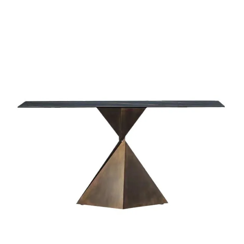 

Modern entrance entrance table, hall against the wall, bronze frame, end view platform, rock slab entrance platform