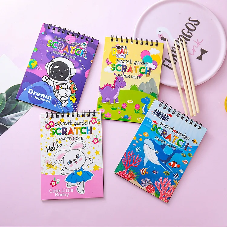 

10 Pcs Children's DIY Scratch Paper Creative Colorful Graffiti Kindergarten Art Student Prize Gift